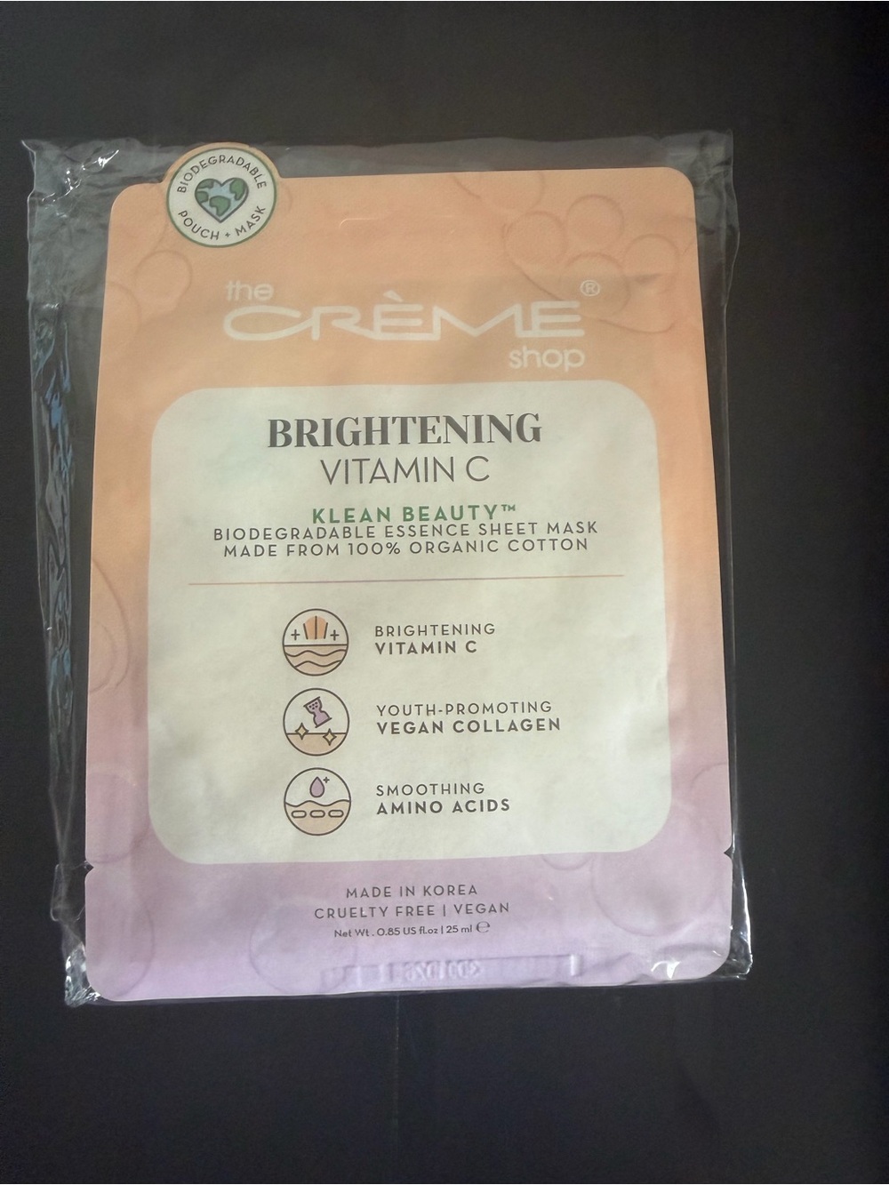 Sealed Creme Shop - Lot of 6 Brightening Vitamin C Sheet Mask - Pink/Peach